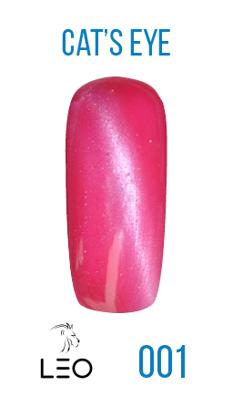 Магнітний гель-лак Leo gel-polish cats eye 001 фуксія з шиммером 9 мл