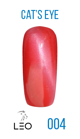 Магнітний гель-лак Leo Gel-polish Cats Eye 004 червоний із шиммером 9 мл
