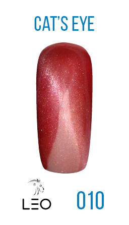 Магнітний гель-лак Leo Gel-polish Cats Eye 010 вишневий із шиммером 9 мл
