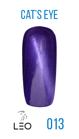 Магнітний гель-лак Leo Gel-polish Cats Eye 013 пурпурно-синій із шиммером 9 мл