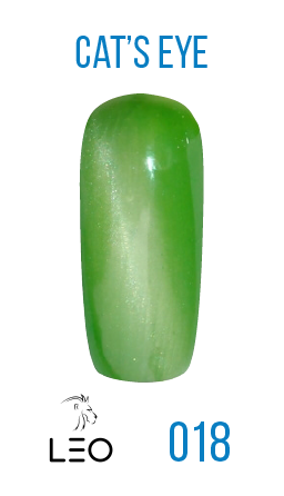 Магнітний гель-лак Leo Gel-polish Cats Eye 018 трав`яний зелений із шиммером 9 мл