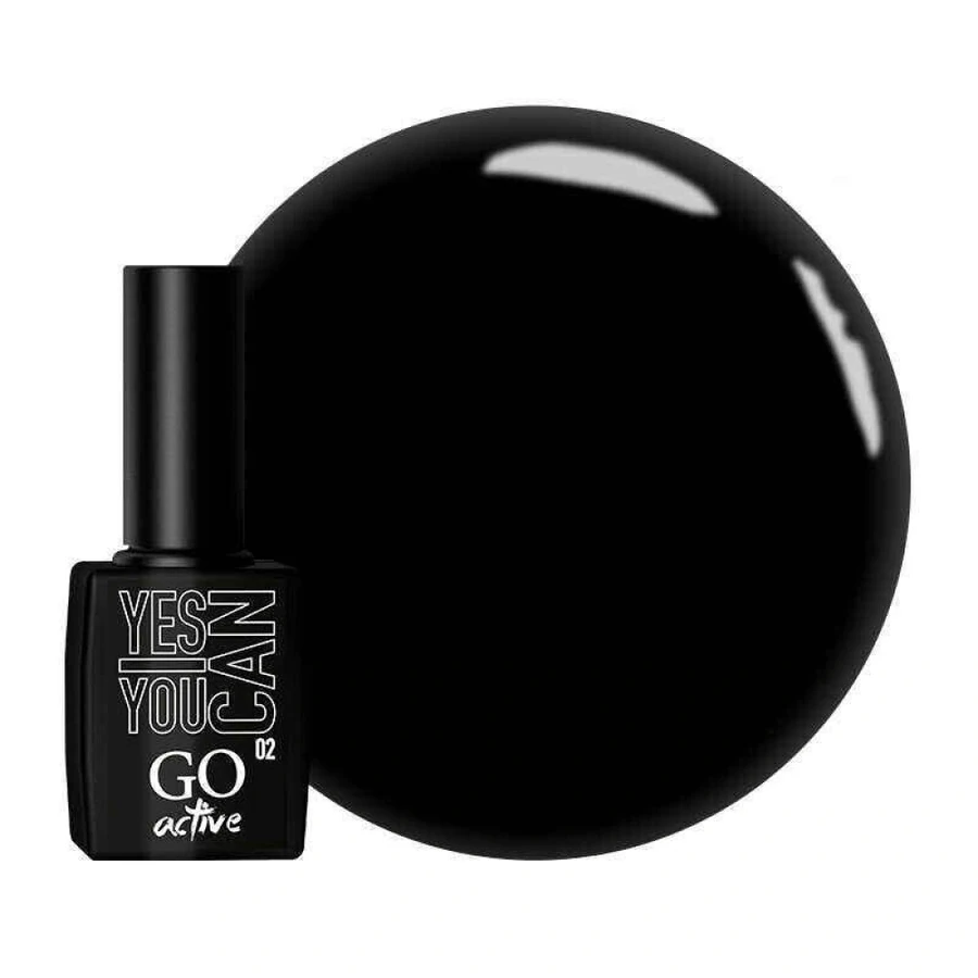 Гель-лак GO Active Gel Polish 002 чорний, емаль 10 мл