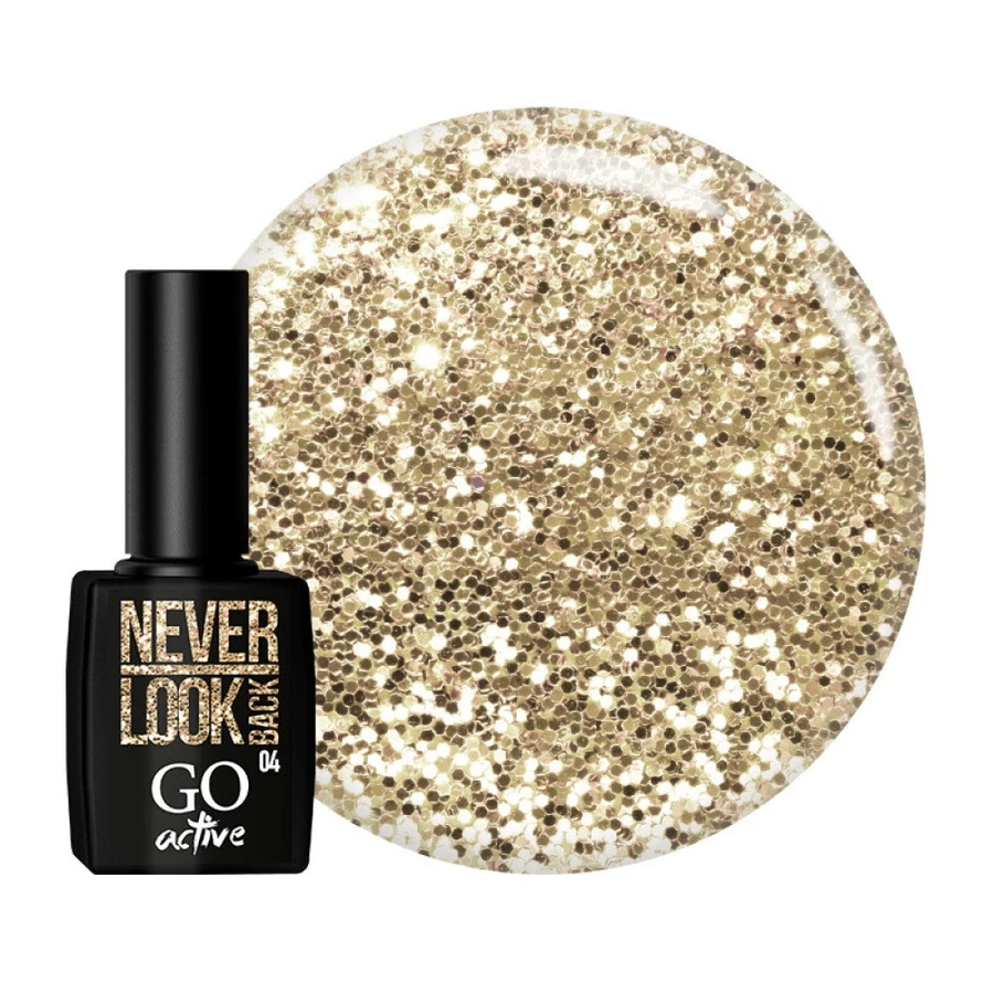 Гель-лак GO Active Gel Polish 004 світло-золоті блискітки 10 мл