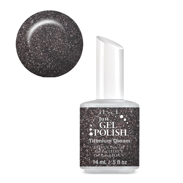 Гель-лак Мрія Титану IBD Just Gel Polish Titanium Dream темний коричнево-сірий із шиммером 14 мл