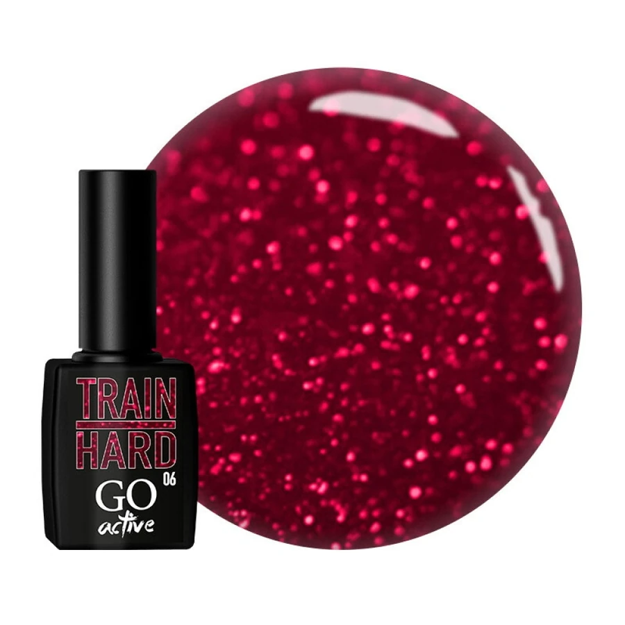 Гель-лак GO Active Gel Polish 006 фіолетово-бордовий з червоними блискітками 10 мл