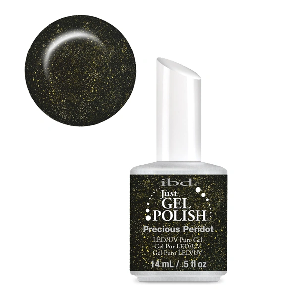 Гель-лак Коштовний мінерал IBD Just Gel Polish Precious Peridot болотно-зелений з блискітками 14 мл
