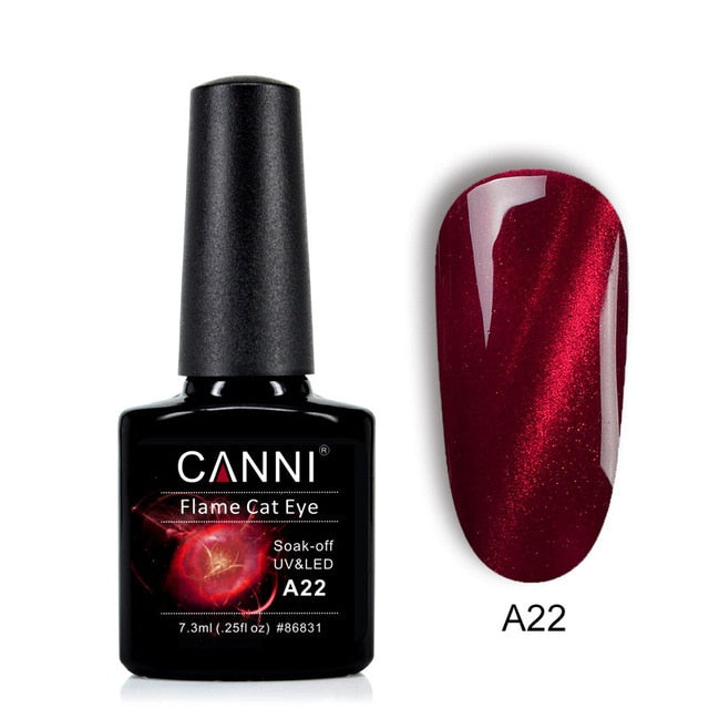 Магнітний гель-лак Canni 3D Flame Cat Eye вишневий з яскраво вираженою червоною вогняною смугою 7,3 мл