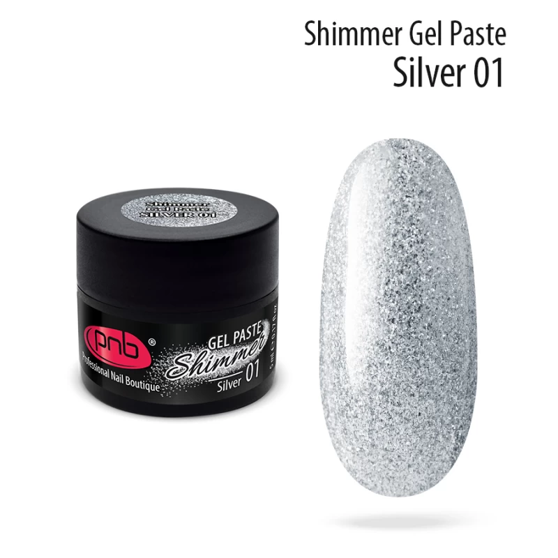 Гель-паста шимер PNB UV/LED Shimmer Gel Paste 01 Silver срібло 5 мл