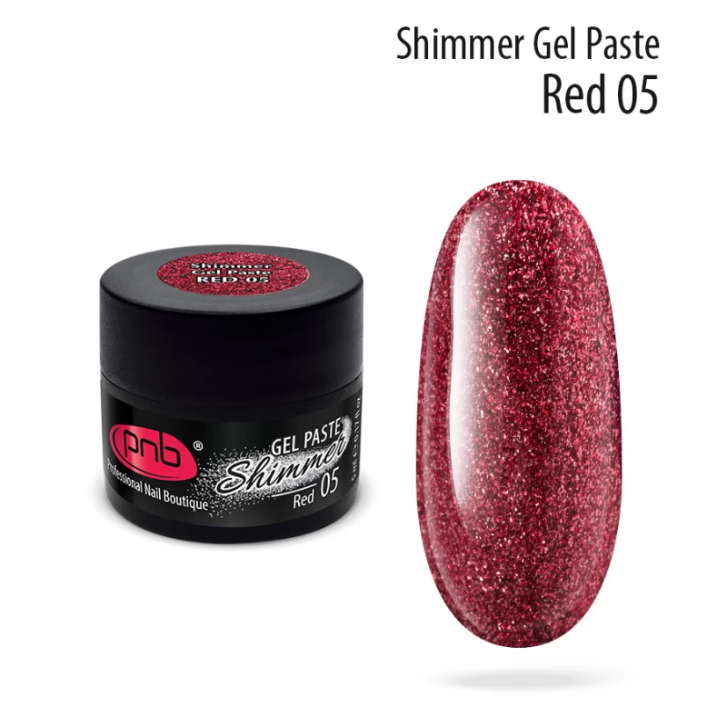 Гель-паста шимер PNB UV/LED Shimmer Gel Paste 05 Red червоний 5 мл