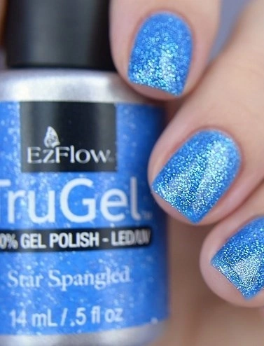 Гель-лак EzFlow TruGel Star Spangled насичений блакитний з блискітками 14 мл