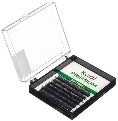 Преміум вії для нарощування штучні Kodi Premium Silk Lashes Butterfly Black (D/0.10, 10 мм) чорні