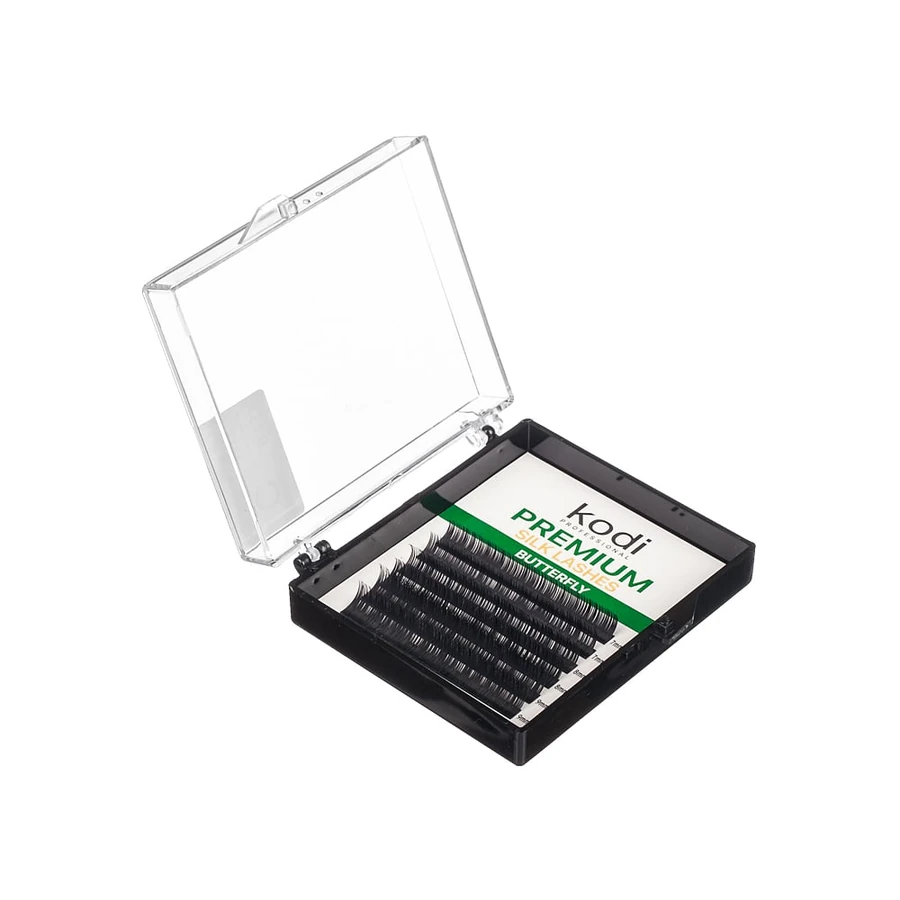 Преміум вії для нарощування штучні Kodi Premium Silk Lashes Butterfly Black (B/0.10, 6-9 мм) чорні