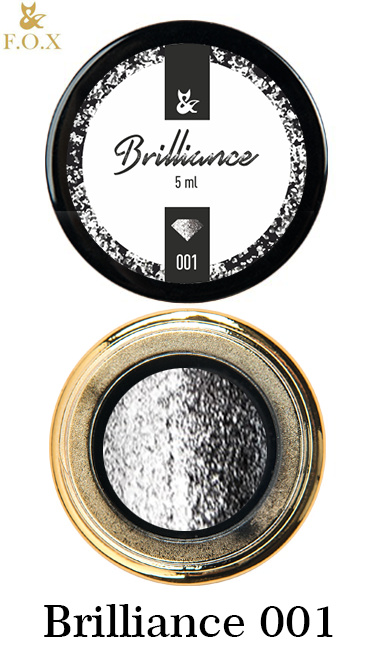 Гель-лак FOX Gel-Polish Gold Brilliance №001 темне срібло, великі щільні блискітки 5 мл