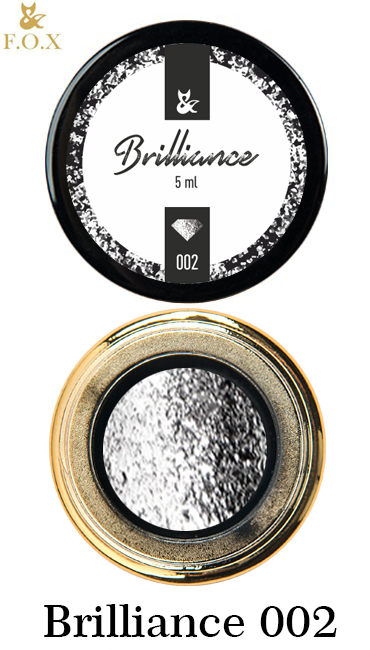 Гель-лак FOX Gel-Polish Gold Brilliance №002 світле срібло, великі щільні блискітки 5 мл
