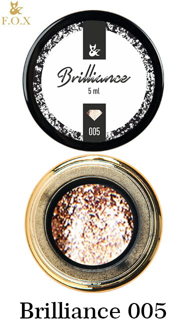 Гель-лак FOX Gel-Polish Gold Brilliance №005 рожеве золото, великі щільні блискітки 5 мл