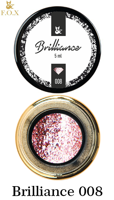 Гель-лак FOX Gel-Polish Gold Brilliance №008 світло-фіолетово-рожевий, великі щільні блискітки 5 мл