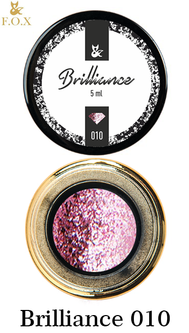 Гель-лак FOX Gel-Polish Gold Brilliance №010 рожево-фіалковий, великі щільні блискітки 5 мл