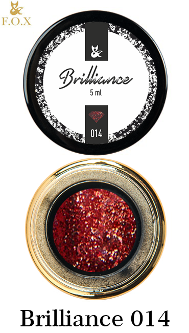 Гель-лак FOX Gel-Polish Gold Brilliance №014 червоно-малиновий, великі щільні блискітки 5 мл
