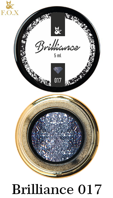 Гель-лак FOX Gel-Polish Gold Brilliance №017 сіро-синій, великі щільні блискітки 5 мл