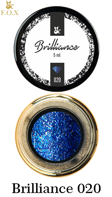 Гель-лак FOX Gel-Polish Gold Brilliance №020 яскравий синій, великі щільні блискітки 5 мл