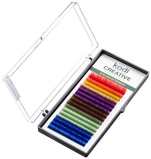 Вії для нарощування штучні Kodi Creative Collection Eyelash Extension Color Mix (B/0.07, 10 мм) кольорові мікс