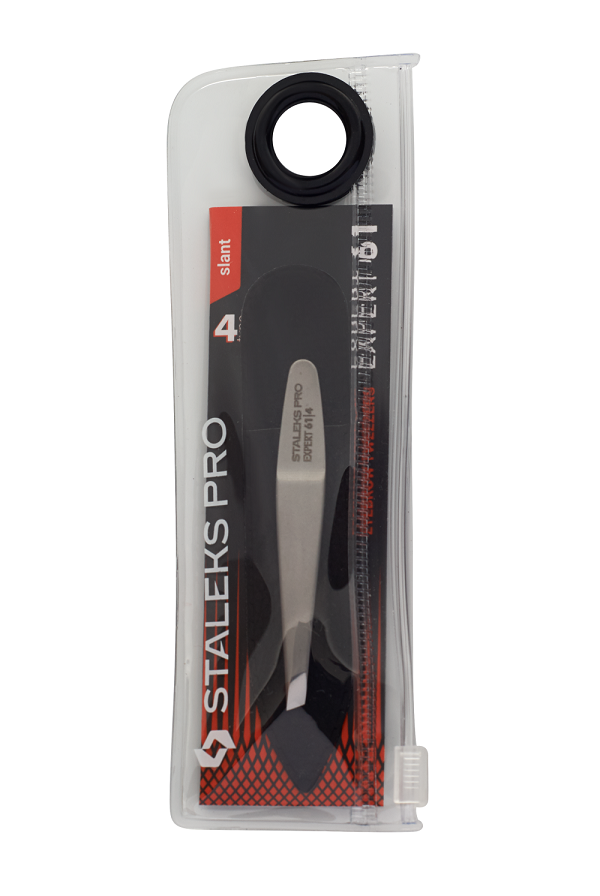 Пінцет для брів Staleks Pro Eyebrow Tweezers EXPERT 61 TYPE 4 вузькі скошені кромки
