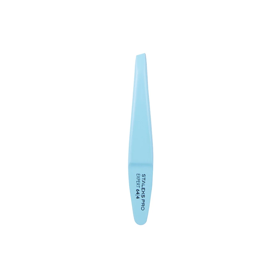Пінцет для брів Staleks Pro EXPERT 64 TYPE 4 вузькі скошені кромки, блакитний