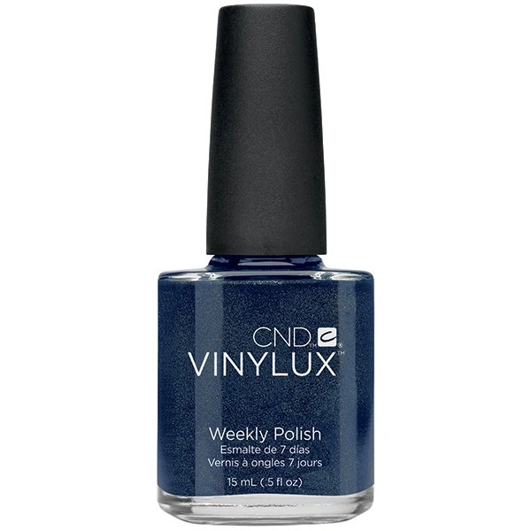 Лак CND VINYLUX 131 Midnight Swim темно-синій із шиммером, щільний 15 мл