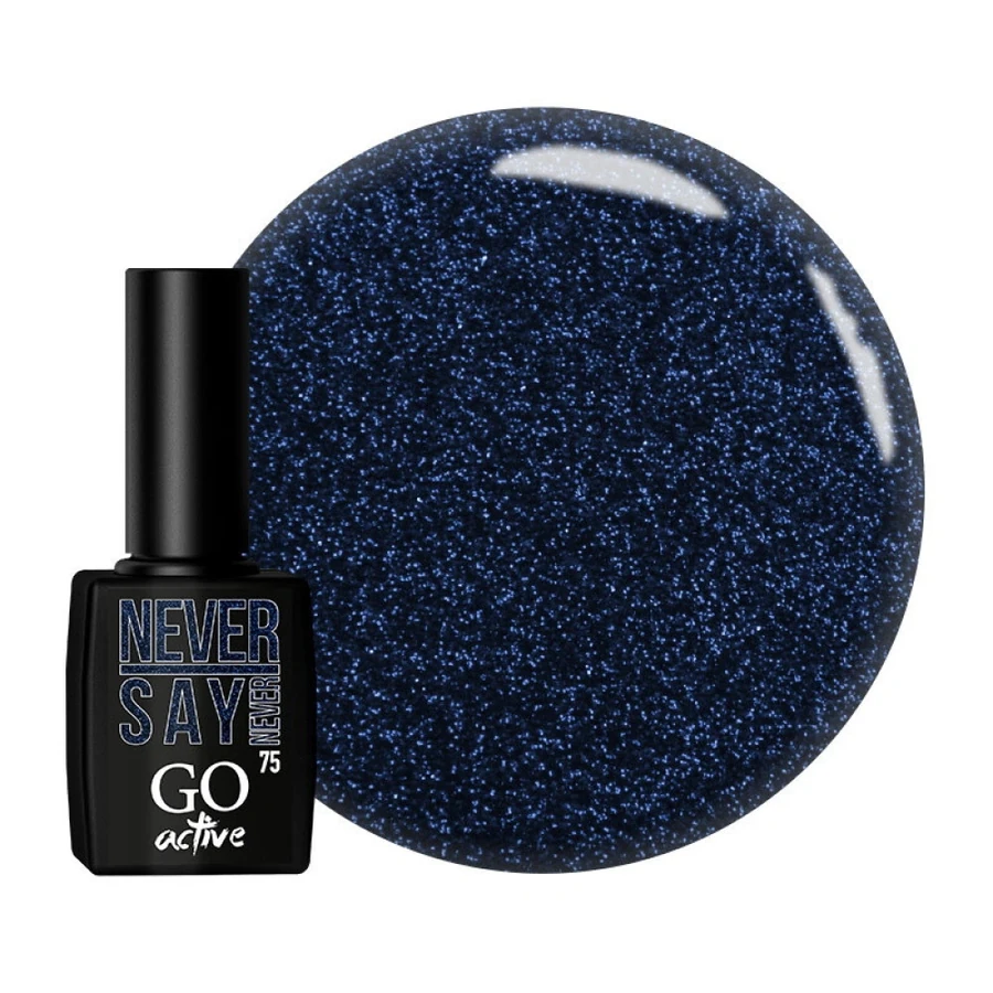 Гель-лак GO Active Gel Polish 075 темно-блакитний, з шимером 10 мл