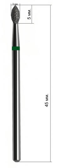 Фреза алмазна Kodi Diamond Nozzle D214cS свічка, грубий абразив, діаметр 0.21