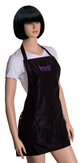 Фартух чорний з фіолетовим логотипом Kodi Apron For Manicure Short Black короткий