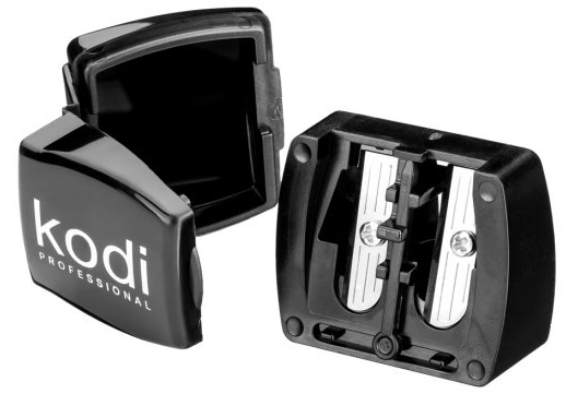 Стругачка для косметичних олівців Kodi Sharpener for Cosmetic Pencils Black Glossy чорна глянсова, з двома лезами