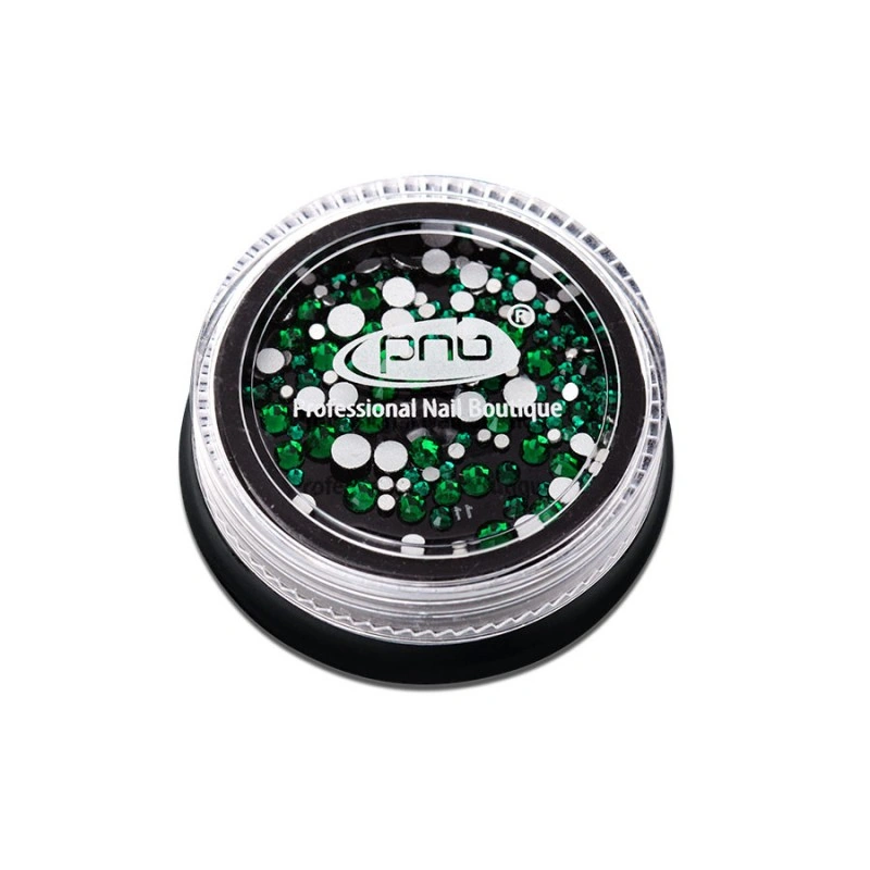 Стрази для дизайну зелені PNB Rhinestones Green Mix Size мікс розмірів SS2, SS3, SS6, SS8, SS10, SS12 200 шт