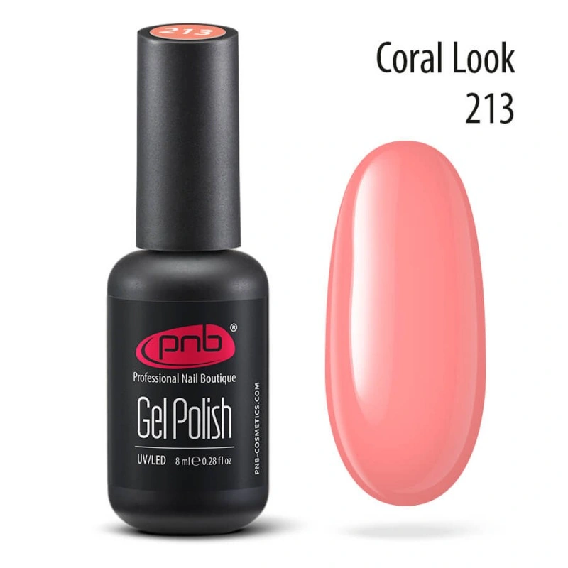 Гель-лак PNB №213 Coral Look кораловий, емаль 8 мл