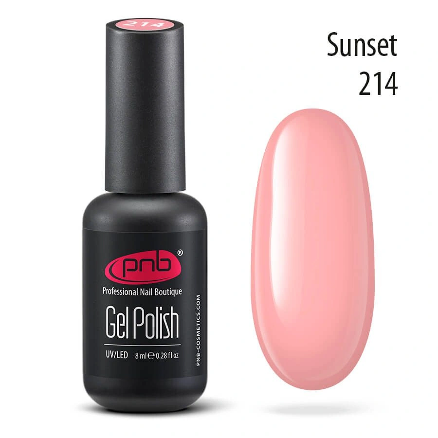 Гель-лак PNB №214 Sunset рожево-кораловий, емаль 8 мл