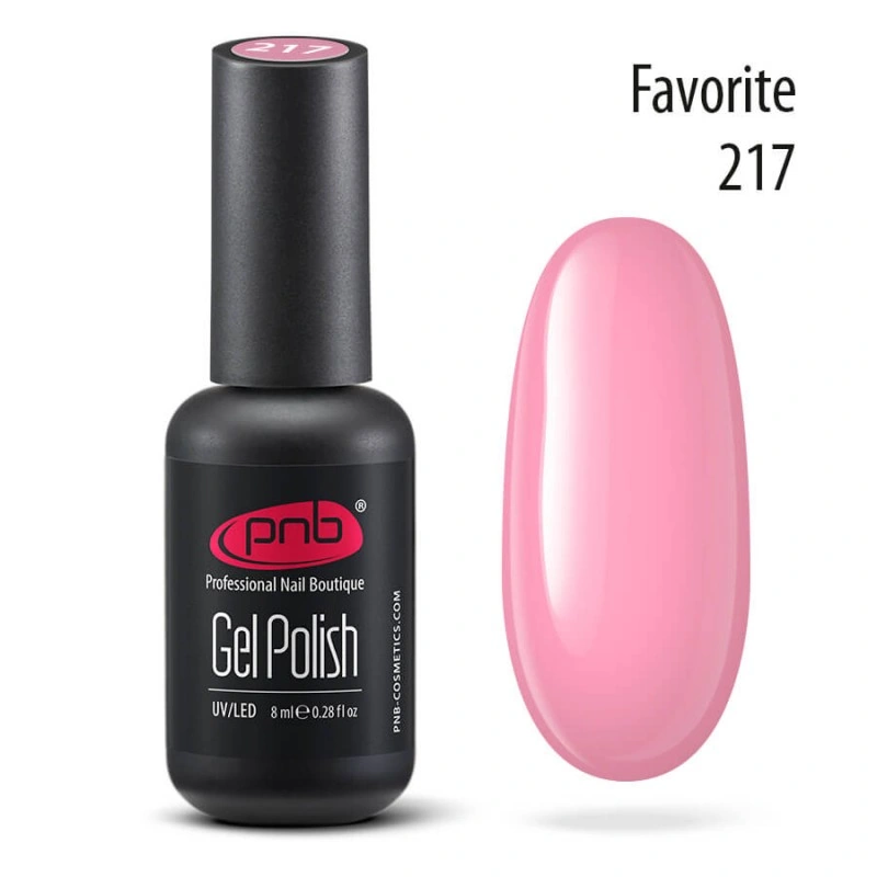 Гель-лак PNB №217 Favorite насичений рожевий, емаль 8 мл
