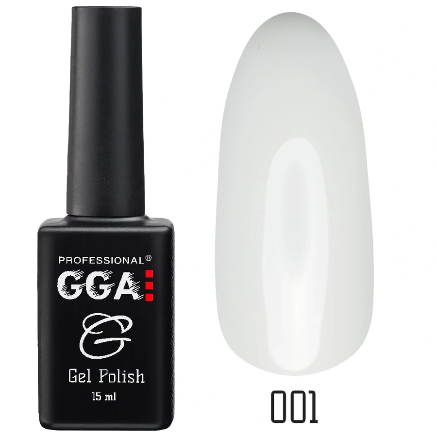 Гель-лак GGA Professional Gel Polish №001 класичний білий, емаль 10 мл