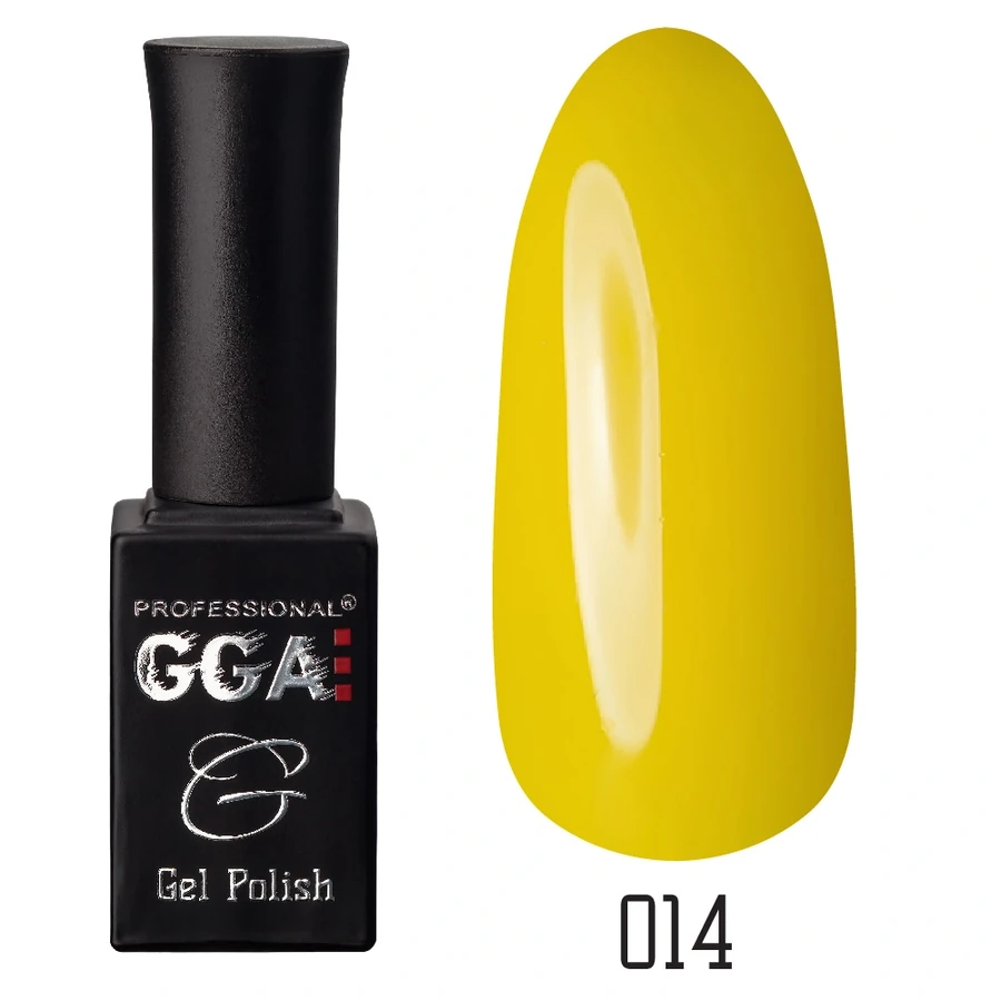 Гель-лак GGA Professional Gel Polish №014 насичений жовтий, емаль 10 мл