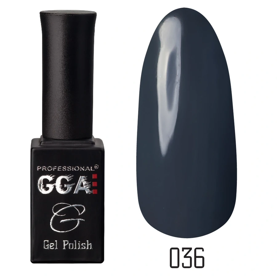 Гель-лак GGA Professional Gel Polish №036 вугільний, емаль 10 мл