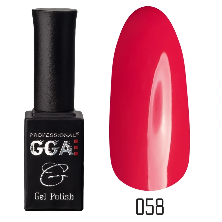 Гель-лак GGA Professional Gel Polish №058 насичений червоний, емаль 10 мл