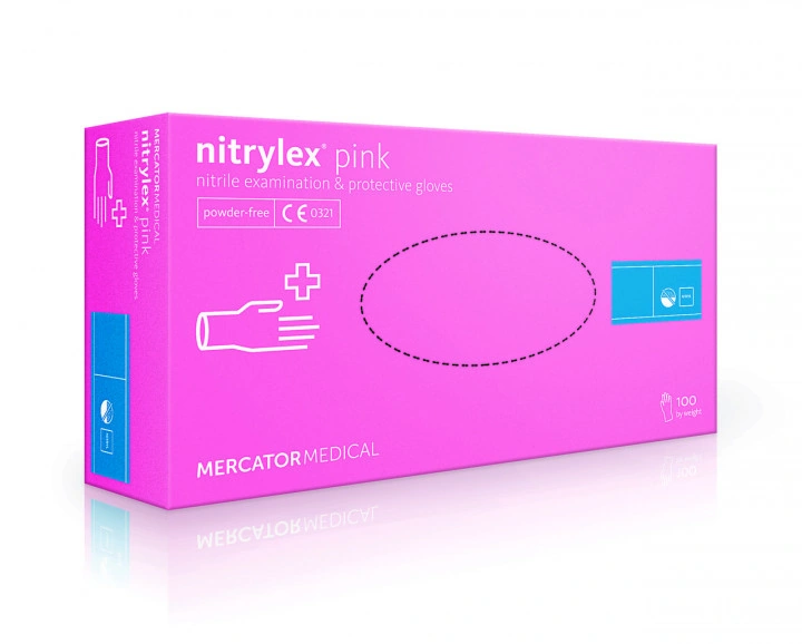 Неопудрені одноразові рукавички S Mercator Medical Nitrylex PF Pink Gloves S (6-7) рожеві 100 шт