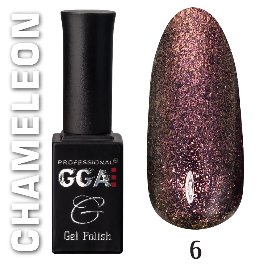Гель-лак GGA Professional Chameleon №006 бордово-каштановий хамелеон із шиммером 10 мл