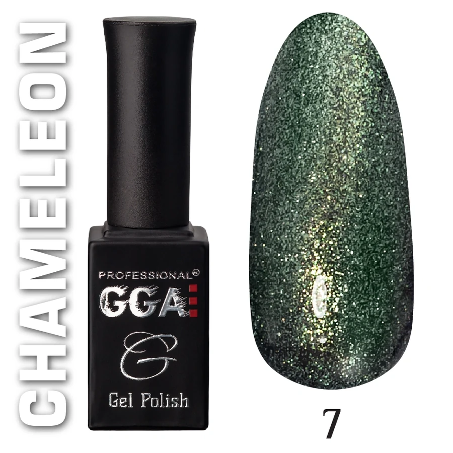 Гель-лак GGA Professional Chameleon №007 болотно-зелений із позолотою хамелеон із шиммером 10 мл