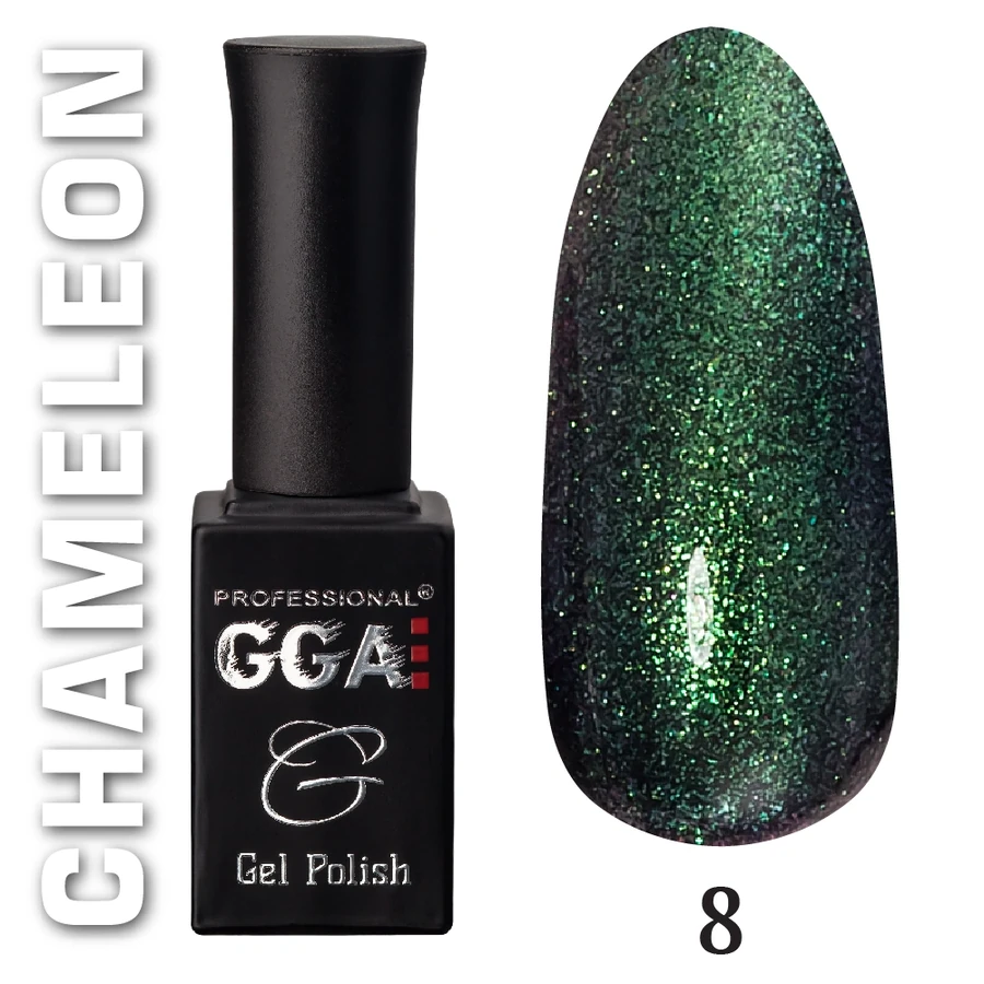 Гель-лак GGA Professional Chameleon №008 болотно-зелений хамелеон із шиммером 10 мл