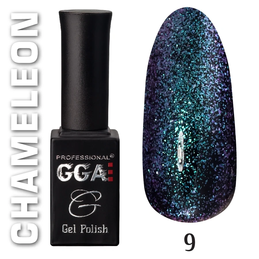 Гель-лак GGA Professional Chameleon №009 синьо-зелений хамелеон із шиммером 10 мл
