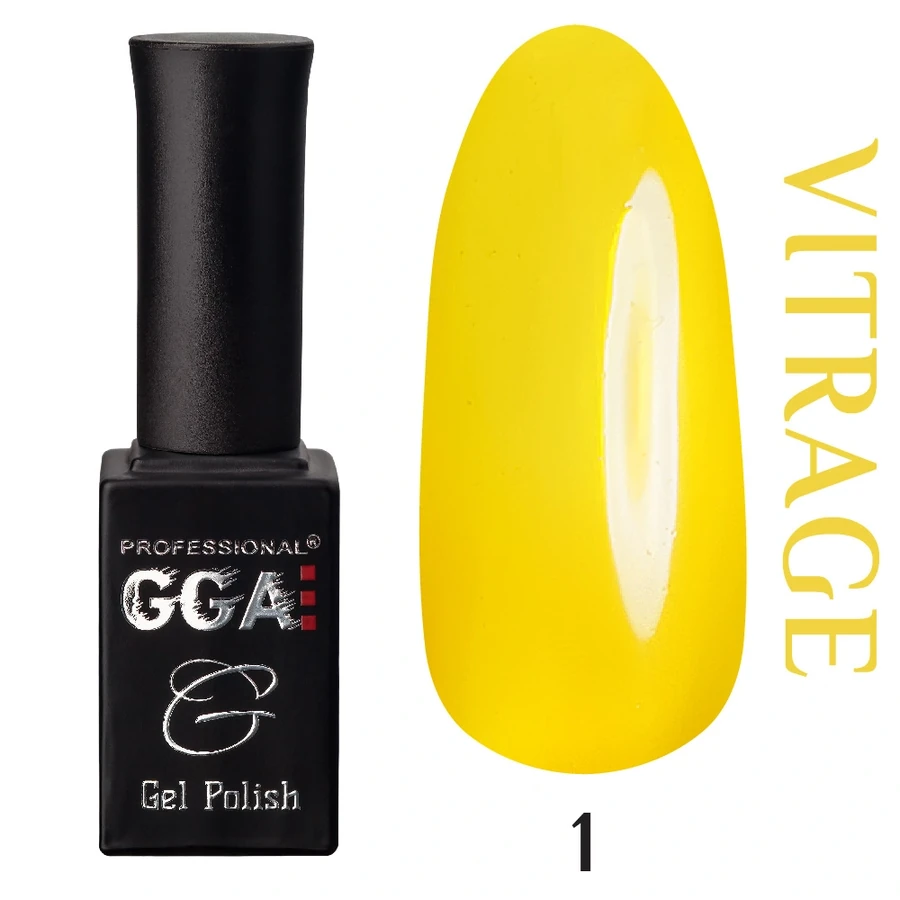 Гель-лак GGA Professional Vitrage №001 яскраво-жовтий 10 мл