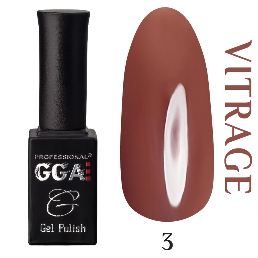 Гель-лак GGA Professional Vitrage №003 каштановий, емаль 10 мл
