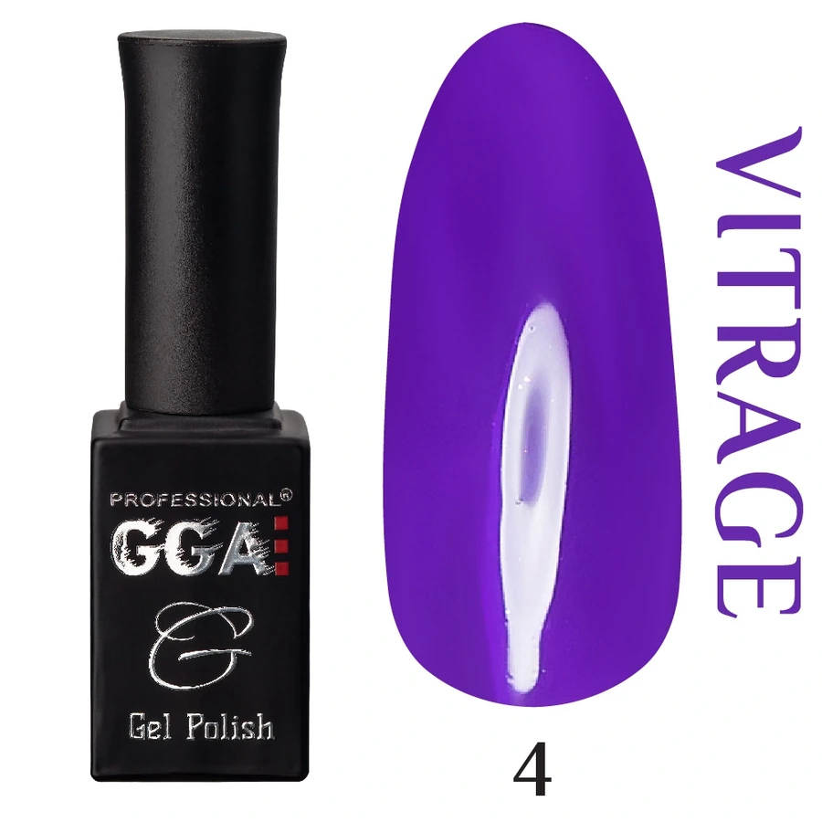 Гель-лак GGA Professional Vitrage №004 яскраво-фіолетовий, емаль 10 мл