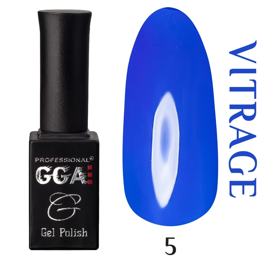 Гель-лак GGA Professional Vitrage №005 яскраво-синій, емаль 10 мл