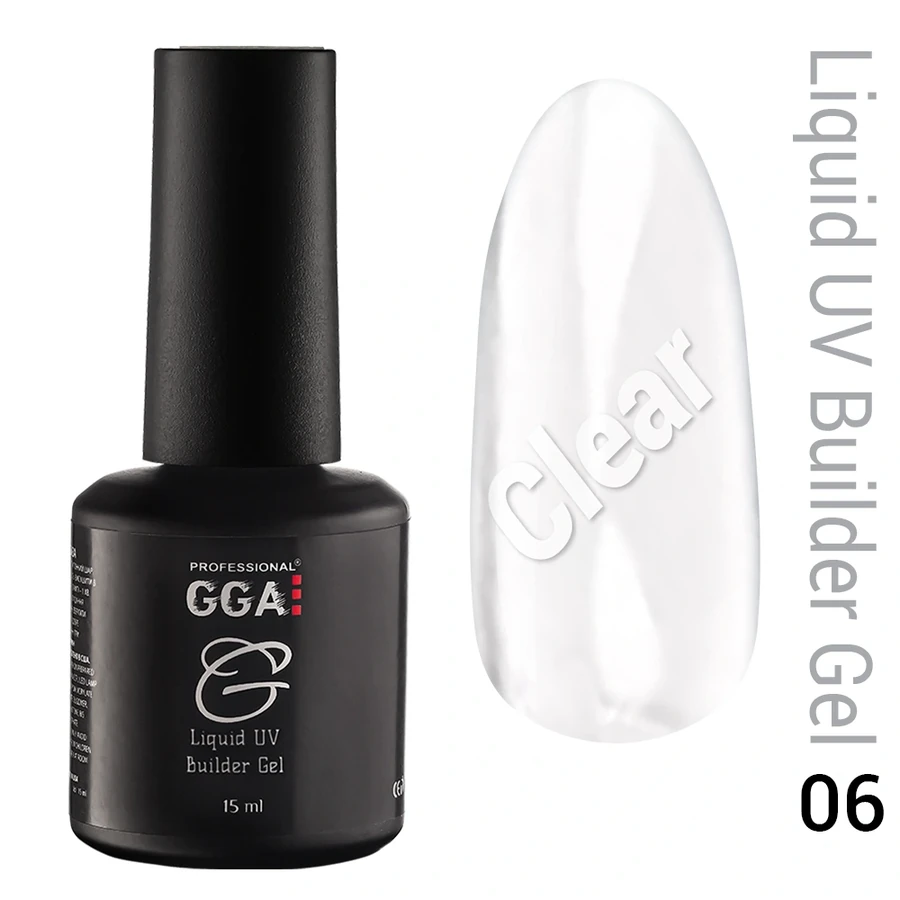 Рідкий конструюючий гель GGA Professional Liquid Builder Gel 06 прозорий 15 мл